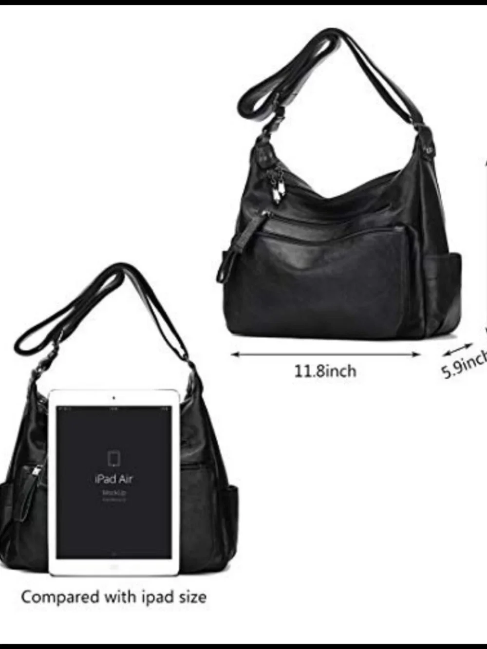 PU Leather Crossbody Hobo Bag Multi Pocket Shoulder Handbag